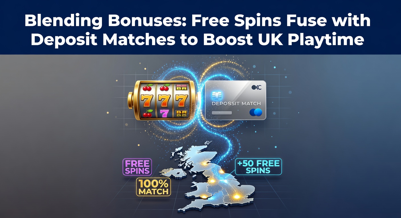 Casino dashboard screenshot showing a blended welcome bonus popup with deposit match percentage, free spins counter, and wagering details highlighted
