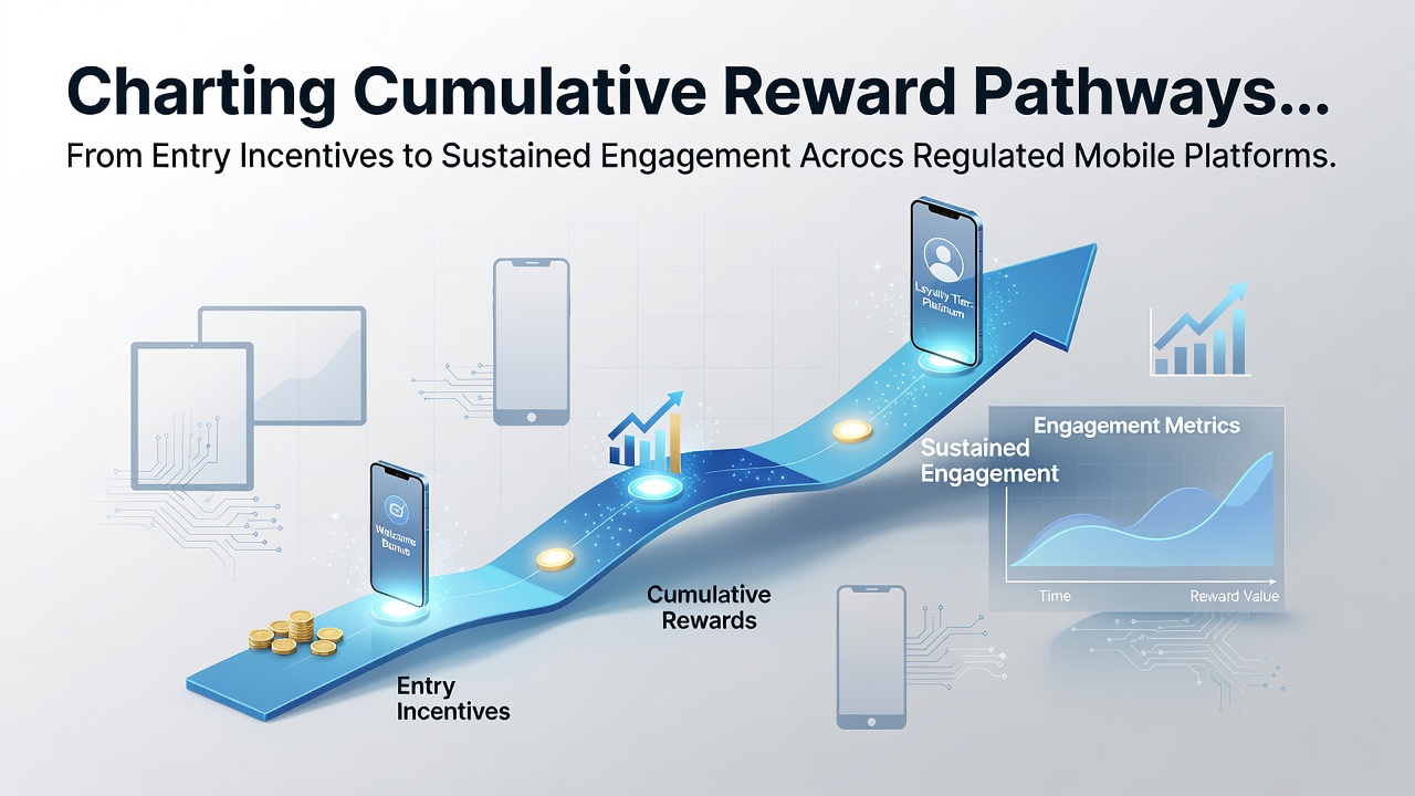 Visual representation of reward pathways in mobile applications showing progression from initial incentives to ongoing user engagement metrics