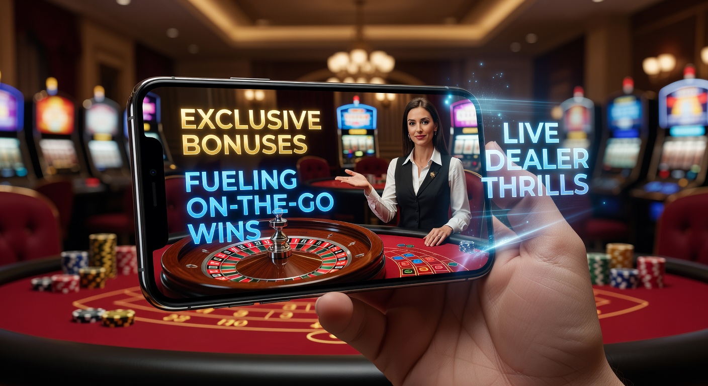 Smartphone displaying a vibrant live dealer blackjack table with mobile bonus notifications overlayed, capturing the excitement of on-the-go casino gaming