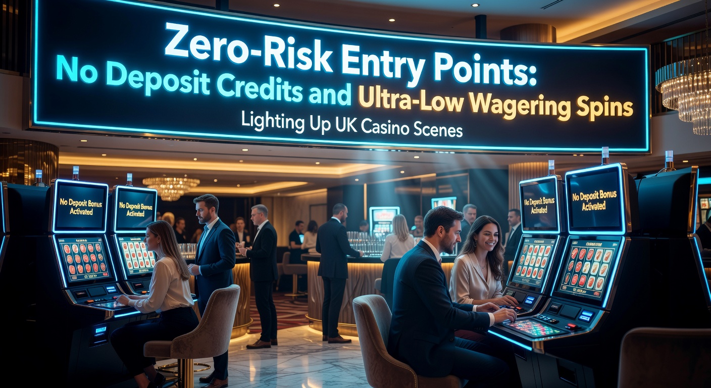 Vibrant slot machine reels spinning with glowing free spin icons and credit symbols, illustrating zero-risk entry promotions in UK casinos